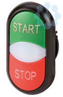 Двойная кнопка с сигнальной лампой обозначением START, STOP, цвет белый/черный, M22-DDL-WS-GB1/GB0 - 216708 EATON