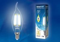Лампа светодиодная LED-CW35-7,5W/NW/E14/CL GLA01TR LED. "свеча на ветру", прозр серия Air. 4000K | UL-00003296 Uniel