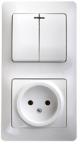Блок комбинированный GLOSSA розетка + выкл. 2-кл. с подсвет. бел. SchE GSL000173 Schneider Electric