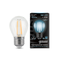 Лампа светодиодная филаментная Filament 5Вт шар 4100К нейтр. бел. E27 450лм GAUSS 105802205