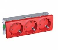 Механизм розетки 3-м СП 6мод. Altira Х3 45 16А IP20 2P+E защ. шторки для кабель-канала OL45 красн. SchE ALB45264 Schneider Electric