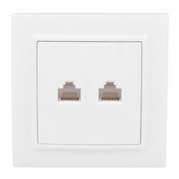 Розетка компьютерная + телефонная 2-м СП Минск RJ45 Phone бел. Basic EKF ERK00-135-10
