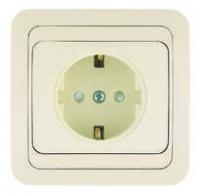 Розетка 1-м СП Mimoza 16А IP20 с заземл. защ. шторки крем./крем. Makel 25058