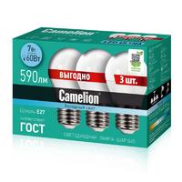 Лампа светодиодная LED7-G45-D/845/E27 7Вт 220В ПРОМО (уп.3шт) Camelion 14713