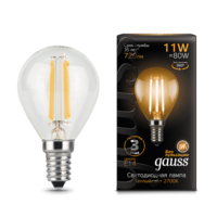 Лампа светодиодная филаментная Filament 11Вт шар 2700К тепл. бел. E14 720лм GAUSS 105801111
