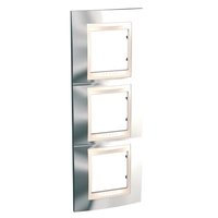 Рамка 3-м Unica верт. серебр. беж. вставка SchE MGU66.006V.510 Schneider Electric