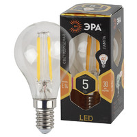 Лампа светодиодная филаментная F-LED P45-5W-827-E14 (филамент, шар, 5Вт, тепл, E14 (10/100/3000) ЭРА (Энергия света) Б0043437