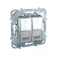 Механизм розетки компьютерной 2-м СП Unica Top RJ45 кат.6 с полем для надписи алюм. SchE MGU5.2424.30ZD Schneider Electric