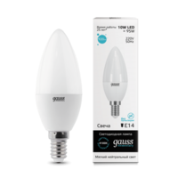Лампа светодиодная LED 10Вт E14 220В 4100К Elementary свеча | 33120 Gauss