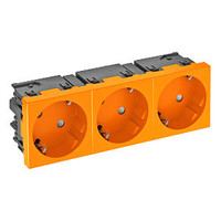 Розетка силовая 33° тройная 3х2К+З Modul45connect, со шторками, 16А 250В оранжевая | 6120505 OBO Bettermann