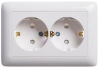 Розетка 2-м СП Хит 16А IP20 с заземл. защ. шторки бел. SchE RS16-231-B Schneider Electric