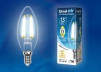Лампа светодиодная LED-C35-7.5Вт/NW/E14/CL GLA01TR прозр. Uniel UL-00003247