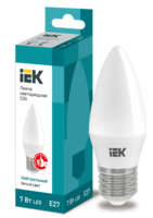 Лампа светодиодная Eco 7Вт C35 свеча 4000К нейтр. бел. E27 230В IEK LLE-C35-7-230-40-E27 (ИЭК)