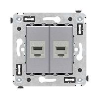 Компьютерная розетка RJ-45 без шторки в стену, кат.5e двойная экранированная, "Avanti", "Закаленная сталь" | 4404764 DKC (ДКС)