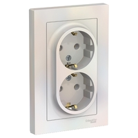 Розетка 2-м СП AtlasDesign 16А IP20 с заземл. в сборе жемчуж. SchE ATN000424 Schneider Electric