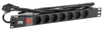 Блок розеток 19 (7шт)PDU с LED выкл.алюм.профиль 1U шнур 2м вилка DIN49440 (нем.станд.) | PH12-7D1 ITK IEK (ИЭК)