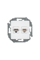 Розетка компьютерная + телефонная 2-м СП Simon15 RJ45 RJ11 кат.5E Systimax механизм бел. Simon 1591590-030