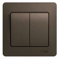 Выключатель 2-кл. СП Glossa 10А IP20 (сх. 5) 10AX в сборе шоколад. SchE GSL000852 Schneider Electric