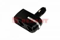 Разветвитель автоприкуривателя 2 гнезда 1хUSB (5 V 1000 mA) | 16-0238 REXANT