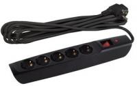 Удлинитель с сетевым фильтром 5х2м заземл. 10А IP20 SFX-5es-2m-B выкл. черн. Эра Б0044020 (Энергия света)