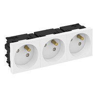 Розетка тройная 33° Modul45connect, франц. стандарт, 250 В, 16A (белый) (STD-F3C RW3) | 6120692 OBO Bettermann