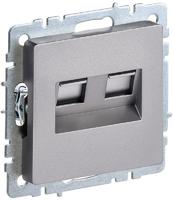 Розетка двойная СП RJ11+RJ45 кат.5E BRITE РК/Т12-БрС сталь IEK BR-KT20-O-1-K46 (ИЭК)