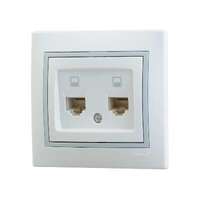Розетка компьютерная RJ45 2-м СП Мира 16А IP20 с сер. вставкой бел. LEZARD 701-0215-141