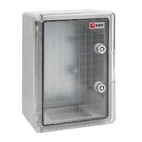 Бокс пластиковый с монтажной платой 400х300х220 IP65 прозр. дверь PROxima EKF PBT65MP004