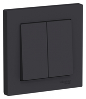 Выключатель двухклавишный ATLASDESIGN схема 5 10АХ в сборе карбон - ATN001052 Schneider Electric