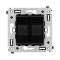 Компьютерная розетка RJ-45 без шторки в стену, кат.5е двойная, "Avanti", "Черный квадрат" | 4402664 DKC (ДКС)