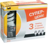 Лампа энергосберегающая КЛЛ 15Вт Е27 840 спираль КЭЛP-FS ПРОМОПАК 3 шт ECOLIGHT | LLEP25-27-015-4000-T3-S3 IEK (ИЭК)