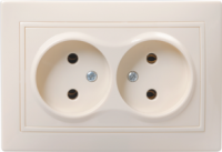 Розетка 2-м СП Кварта 10А IP20 без заземл. защ. шторок крем. IEK ERK23-K33-10-DM (ИЭК)