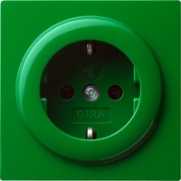 Розетка Gira S-Color 1-мест. 1мод. механизм с накладкой З/К скр. уст-ки16А 220-250В со шторками IP20 зелен. | 045345