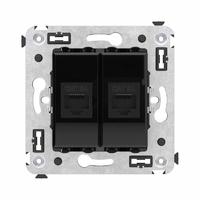 Розетка компьютерная 2-м СП Avanti "Черный квадрат" RJ45 кат.6A без шторок механизм DKC 4402674 (ДКС)