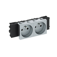Розетка двойная 0° Modul45connect франц. стандарт, 250 В, 16A (серебристый) (STD-F0C AL2) | 6120562 OBO Bettermann