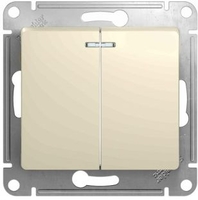 Выключатель 2-кл. СП Glossa 10А IP20 (сх. 5а) 10AX с подсветкой механизм молочн. SchE GSL000953 Schneider Electric