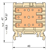 Клемма HD2,5/6.3.3G.3G.1, 6 quick-connect (fast on) 6,3x0,8мм, 2,5 мм.кв., горизонтальные | 1SNA190316R2700 TE ABB