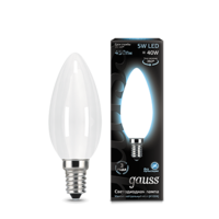 Лампа светодиодная филаментная Filament 5Вт свеча 4100К нейтр. бел. 450лм milky GAUSS 103201205