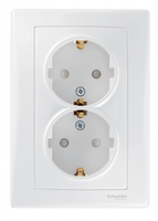 Розетка 2-м СП Sedna 16А IP20 250В с заземл. защ. шторки бел. SchE SDN3000721 Schneider Electric