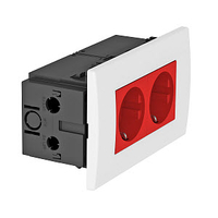 Укомплектованный розеточный блок AR45 (2xModul45,84x140x59 мм,красный) (SDE-RW D0RT2) | 6119409 OBO Bettermann