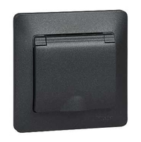 Розетка 1-м СП 1мод. Glossa 16А IP20 с заземл. защ. шторки крышкой в сборе антрацит SchE GSL000746 Schneider Electric