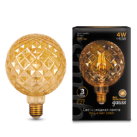 Лампа светодиодная филаментная Filament 4Вт G120 2400К E27 380лм golden Gauss 105802004