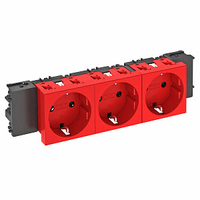 Розетка тройная 0° Modul45connect с з/к, 250 В, 16A (красный) (STD-D0C SRO3) | 6120388 OBO Bettermann