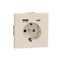 Розетка 1-м СП 3мод. Merten D-Life 16А IP20 со встроен. зарядн. устройством USB A+C 3А сахара SchE MTN2367-6033 Schneider Electric