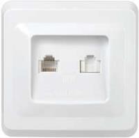 Розетка компьютерная + телеф. 2-м СП ВЕГА RJ11/RJ45 РK/T12-ВБ бел. IEK EIV20-K01-DM (ИЭК)