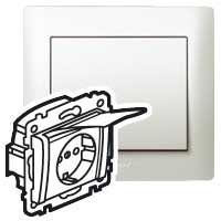 Механизм розетки 1-м СП Galea Life 16А IP20 2P+E с заземл. защ. шторки крышкой лицев. панелью немецк. стандарт перламутр. Leg 771564 Legrand