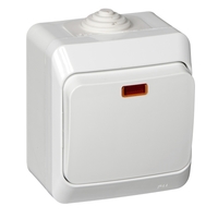 Выключатель 1-кл. ОП Этюд 10А IP44 10AX с подсветкой бел. SchE BA10-045B Schneider Electric