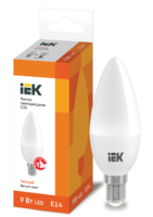 Лампа светодиодная LED 9вт Е14 тепло-белый матовая свеча ECO - LLE-C35-9-230-30-E14 IEK (ИЭК)