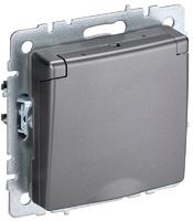 Розетка BRITE РСбш10-3-44-БрС 16А IP44 с заземл. защ. шторки крышкой сталь IEK BR-R16-16-44-K46 (ИЭК)