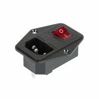 Выключатель клавишный 250 V 6 А (4с) ON-OFF красный с подсветкой, c штекером C14 3PIN и держателем предохранителя | 36-2280 REXANT